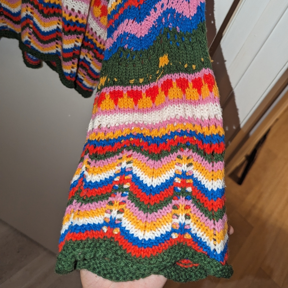 SheIn Chevron Pattern Open Knit Colorblock Sweater - Picture 6 of 7